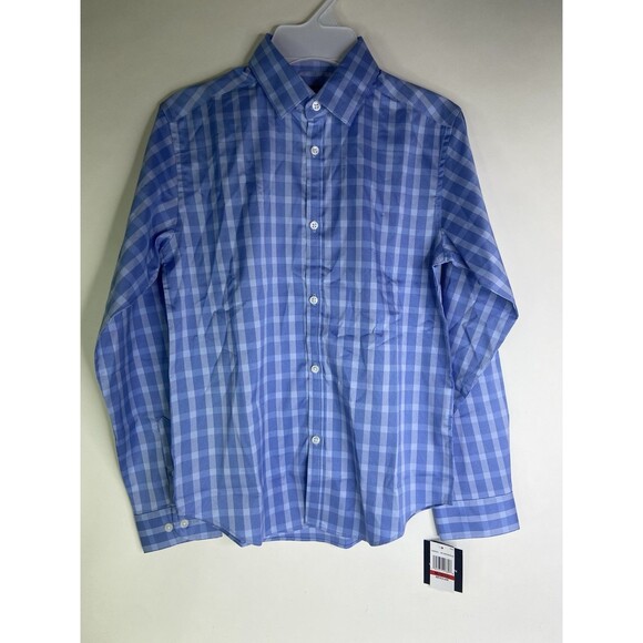 Van Heusen Flex Boys Size M 10-12 Long Sleeve Button Front Dress Shirt Blue - Picture 1 of 8